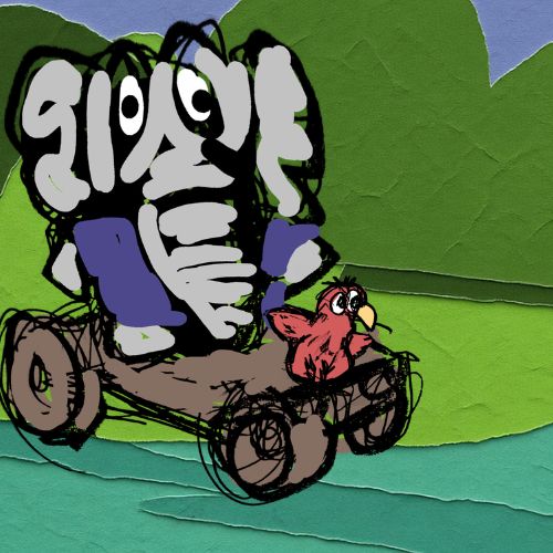 fun ride of an elephant and a bird