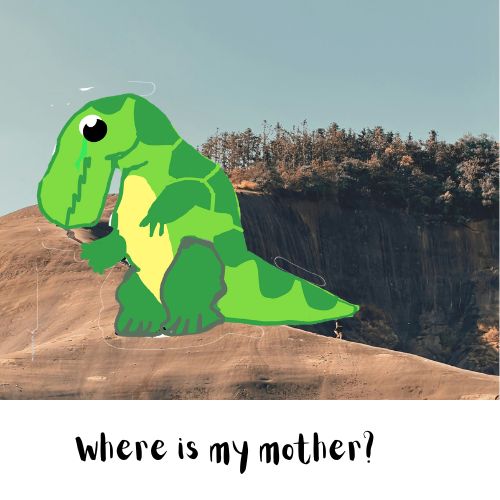 green dino baby walking