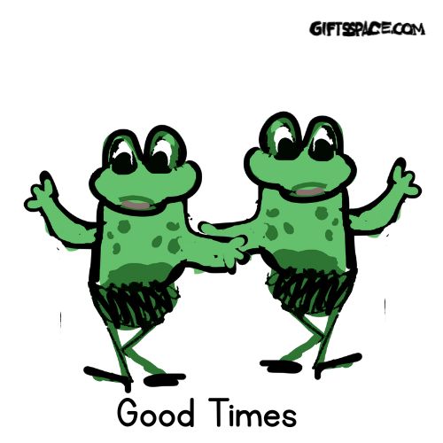 two frogs dancing cartoon