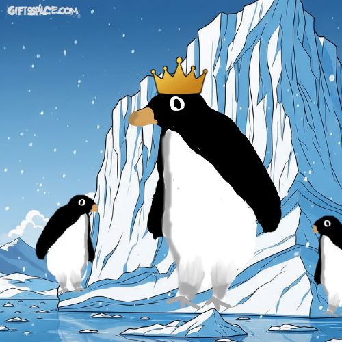 penguins on the snow castle