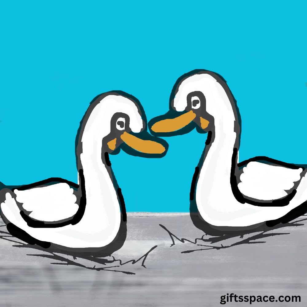 two ducks swimming and singing