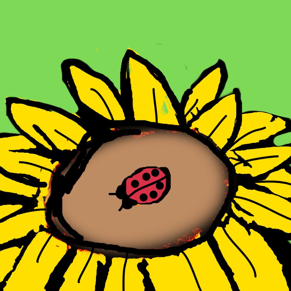 red bug inside the sunflower