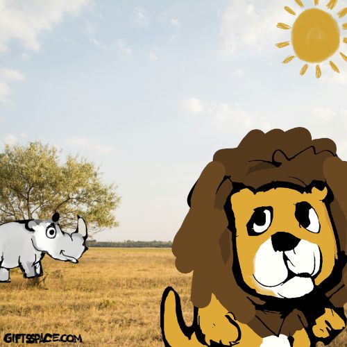 rhino and the lion