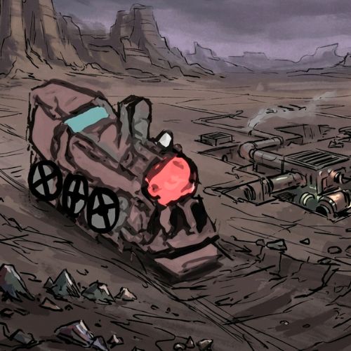 old rusting steam engine illustration