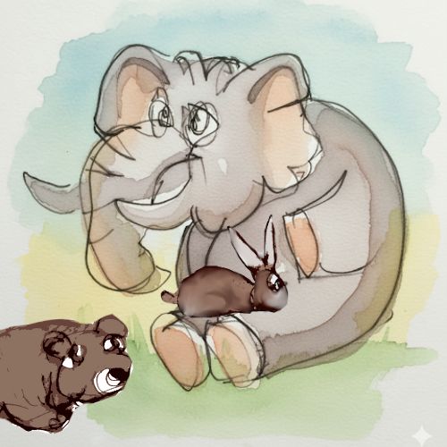 grizzly bear baby elephant and the rabbit
