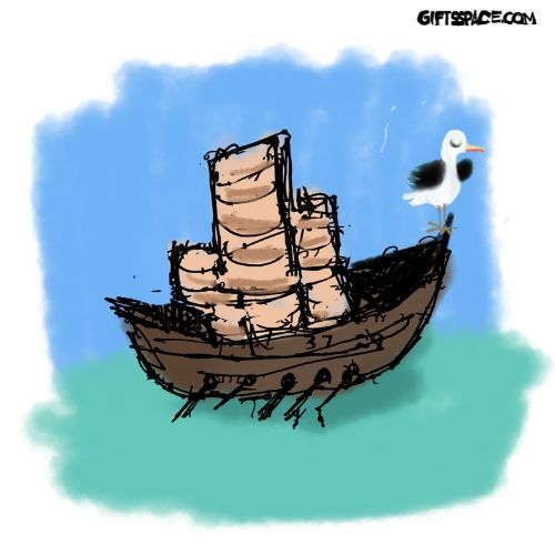 seguall sitting on a ship