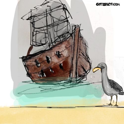 seagull spots a ship