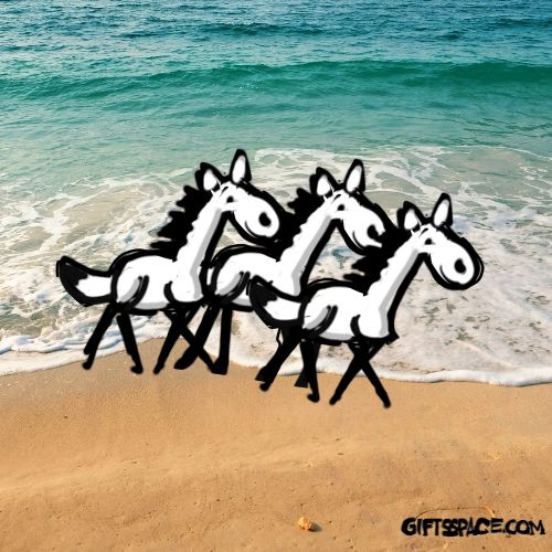 horse race on the seaside cartoon