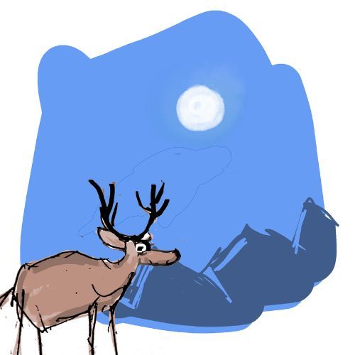 deer standing under the moonlight