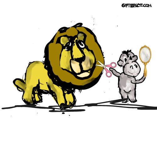 a lion and the barber monkey illustration for children