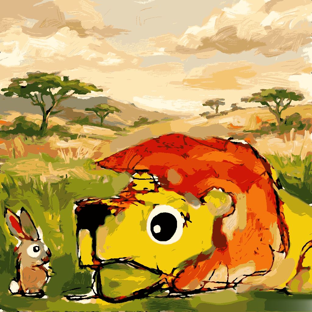 a sick lion and the rabbit