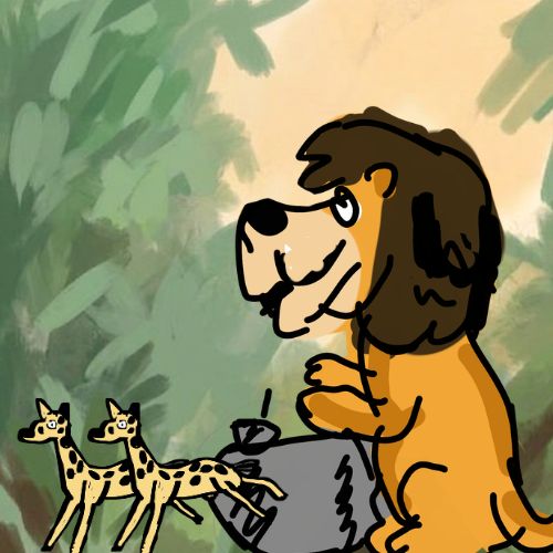 lion and the deer illustration in the wild