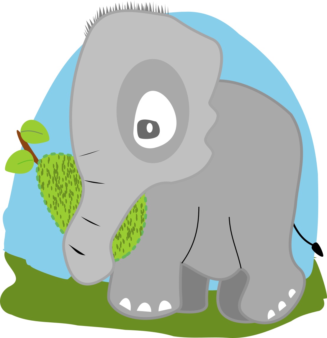 elephant with jackfruit holding his trunk