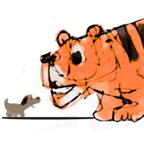 tiger and the little puppy