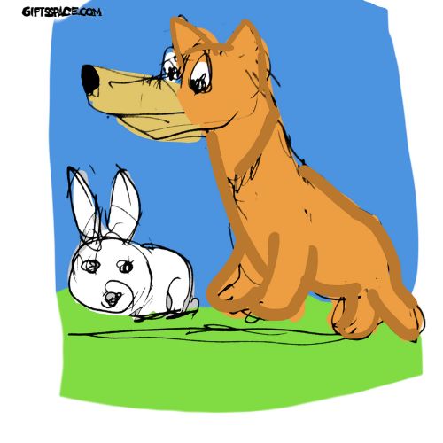 fox is telling a story and the bunny listening