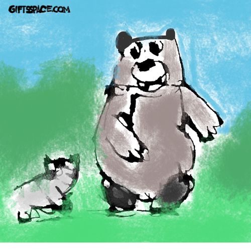 bear invited the baby cat to its home