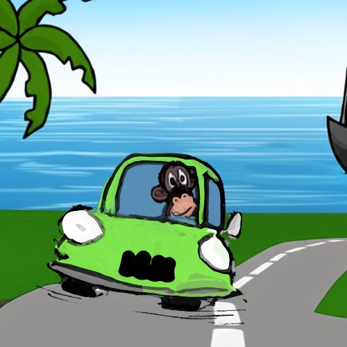 Monkey car thief cartoon
