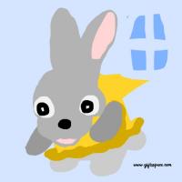 baby rabbit in yellow frock