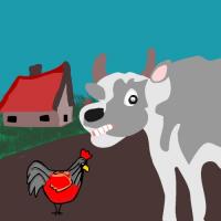 cow and the rooster