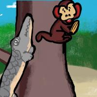 Crocodile Climber And The Monkey