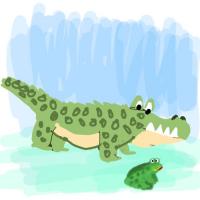 Croc And The Frog Encounter