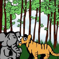 Cute Baby Elephant Helped By The Tiger