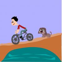 cyclist and the dog cartoon