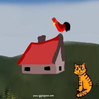 Rooster and the cat