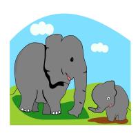 Mother And Child Elephant Picnic