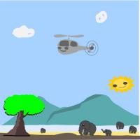 elephants and the hlicopter