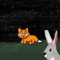 fox and the rabbit in the night