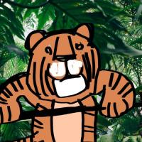 Hanging Tiger And The Elephants