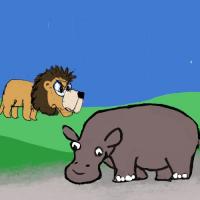 Lion And Hippo, A Hunting Story