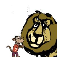 The Crying Lion And The Monkey