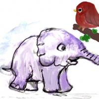 running elephant and the bird