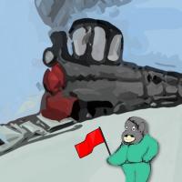 monkey with a red flag