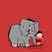 Little Girl And The Old Circus Elephant