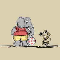 Elephant And The Dog Playing Football