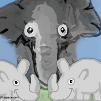 elephant and two rhinos