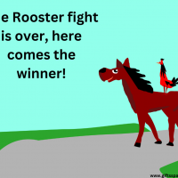 Cartoon The Rooster On Horseback