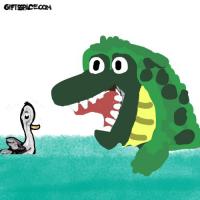 Fearless Duck And The Crocodile