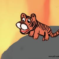 tiger trapped in the wildfire