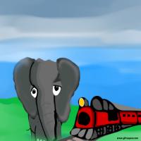 elephant and the train