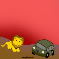 lion and the jeep