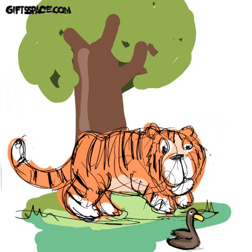 The Tiger's First Swimming Lesson