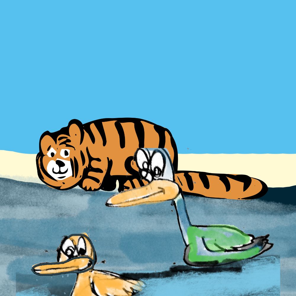 Tiger and the duck cartoon