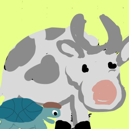 a turtle and a cow