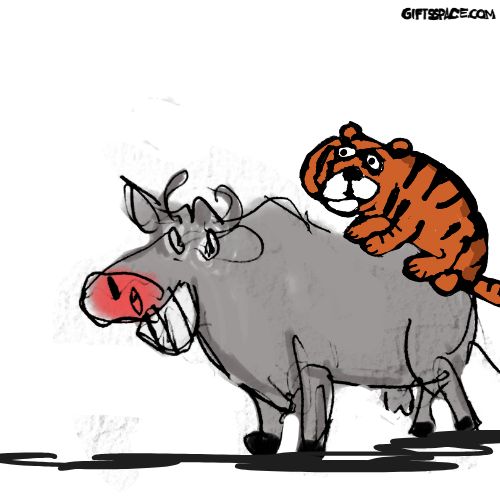 tiger on the bull cartoon
