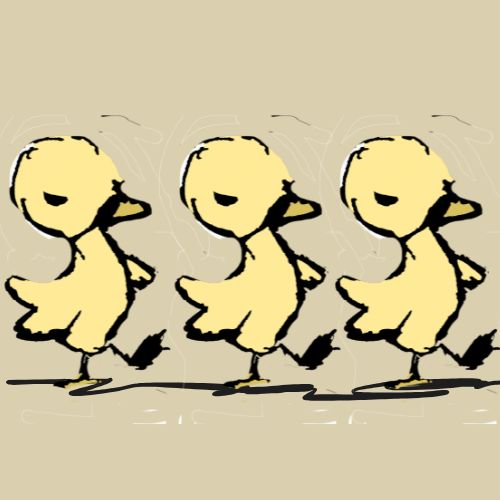three ducklings marching cartoon illustration