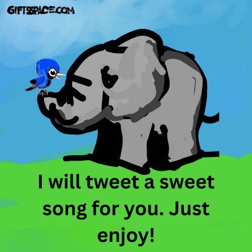 little blue bird and baby elephant cartoon